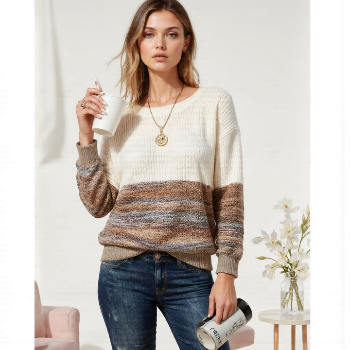 Maria™ Elegant Tri-Color Patchwork Sweater